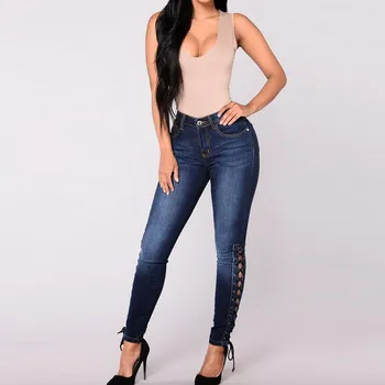 Fashion Kvinder Stretch jeans kvinde plus size Kvinde Midt i Taljen Stretch Slank Sexet Blyant Bukser spodnie damskie z wysokim stanem#og3