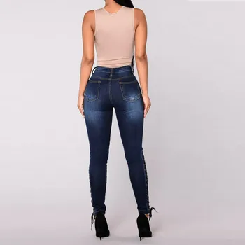 Fashion Kvinder Stretch jeans kvinde plus size Kvinde Midt i Taljen Stretch Slank Sexet Blyant Bukser spodnie damskie z wysokim stanem#og3
