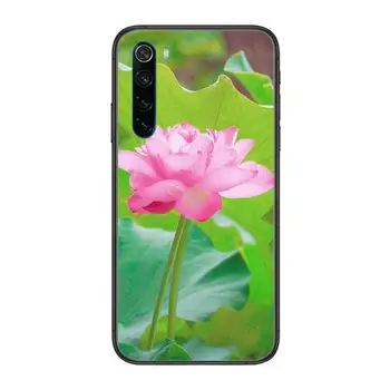 Fashion smukke lotus blomster tegnefilm Telefon Tilfældet For XiaoMi Redmi Bemærk 9S 8 7 6 5 EN Pro T Y1 Animationsfilm Sort Silikone Cover Bac