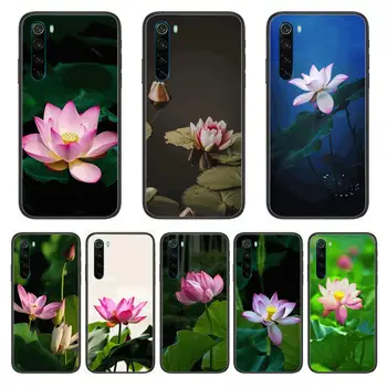 Fashion smukke lotus blomster tegnefilm Telefon Tilfældet For XiaoMi Redmi Bemærk 9S 8 7 6 5 EN Pro T Y1 Animationsfilm Sort Silikone Cover Bac