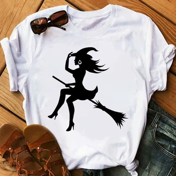 Fashion Sommer T-Shirt Kvindelige Halloween Witch Print t-shirts kvinder Casual Sjove t-Shirt Dame-Yong Pige Top Hipster Tee