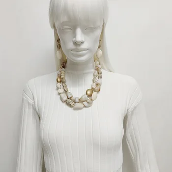 FashionJewelry Sæt Lagdelt turkis halskæde til kvinder fashionable hjemmelavet med naturlige sten dobbelt-strand halskæde