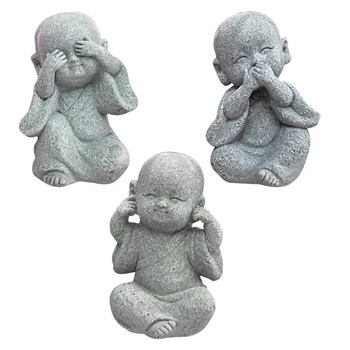 Fengshui-Buddha-Statuer Baby Munk Hjem Kontor Miniature Skulpturer Udendørs Indendørs Dekoration Landskab Figur