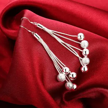 Fint 925 sterling Sølv Smykker til kvinder 18 cm perler, halskæde, øreringe Fashion Party bryllup Julegaver
