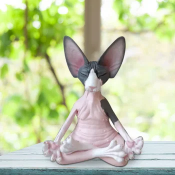Finurlig Meditation, Yoga Kat Figur Skulptur Haven Indretning Harpiks Håndværk Collectible Lykkelig Kat, Indretning, Kunst, Skulpturer Udendørs