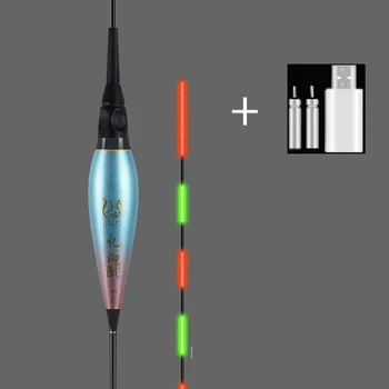 Fiskeri Float Smart LED Fiskeri Elektroniske Float Sæt + USB-Oplader Bid Automatisk Minde Farve Ændre Nat fiskegrej Bøje