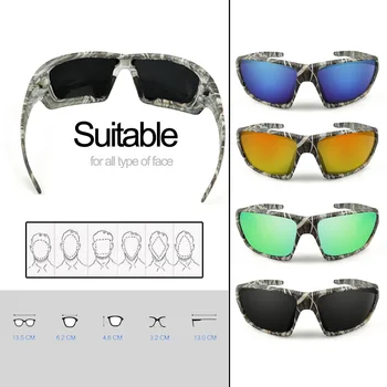 Fiskeri Solbriller 4 Polariseret UV-linse Camouflage Ramme Mænd, Kvinder, Sport solbriller Camping Kørsel Klip Briller