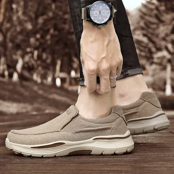 FIXSYS Mand Casual Sko Mode Anti-slip Gåture Sko Canvas Slip-on Sko Letvægts Mokkasiner Herre Sneakers Stor Størrelse 48