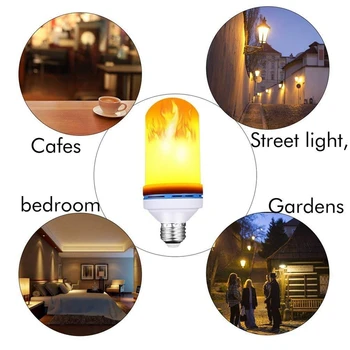 Flammen pære, LED flamme effekt pære 4 tilstande, E26 standard base, analog dekorative lys, for ferie dekoration / hotel / bar / h