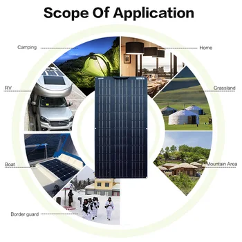 Fleksibel Solar Panel 100W 12V Bøjelig - 100 Watt 12Volt Celle Paneler Oplader Off-Grid for RV Kahyt Van Bil på Ujævne Overflader