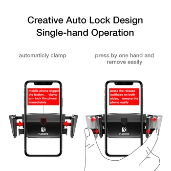 FLOVEME telefonholder Auto-Lock-Holder til Telefon i Bilen-udluftningsventil Bil Holder Til iPhone Mobiltelefon Indehavere Står Tilbehør