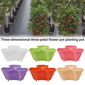 Flower Pot Tre-dimensionelle Fire-petal Flower Pot Jordbær Pot Multi-lag Haven Dekoration Udendørs Flower Pot Hjem Haven