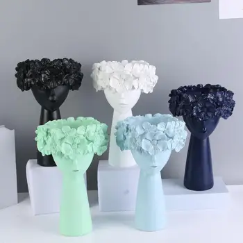 Flower Vase Delikat Realistisk Harpiks Pige Skulptur Plante Planter Dekoration til Daglig Bruges