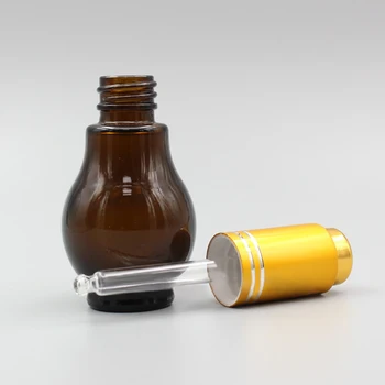 Flydende dråbeflasken,10 ml Amber Enkelt Græskar Form Beholder med Guld Dropper