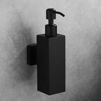 Flydende Sæbe Hånd Køkkenvask Sæbe Beholder 304 Rustfrit Stål Sort Badeværelse Shampoo Holder Vægmonteret Flaske