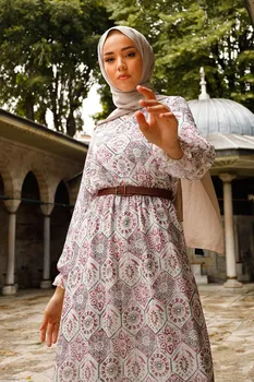 Flæsekanter Detaljeret Blomstret Mønster Kjole Tyrkiet Muslimske Mode Hijab Islam Tøj Dubai Istanbulstyles Istanbul 2021