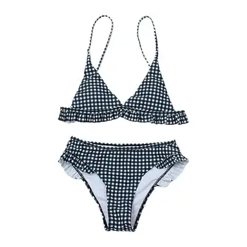 Flæser Sexet Badedragt To Stykke Push Up Trekant Bikini Sæt Vintage Trykt Strand Slid 2021 V-hals Badetøj Bahting Passer til Sommer.