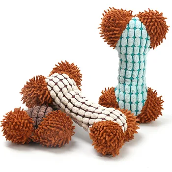 Fløjlsbukser Dog Toy Knogle Form Bløde Vokal Toy kindtænder Bide-resistente Tænder Udrensning Uddannelse Toy Tilbehør til Kæledyr