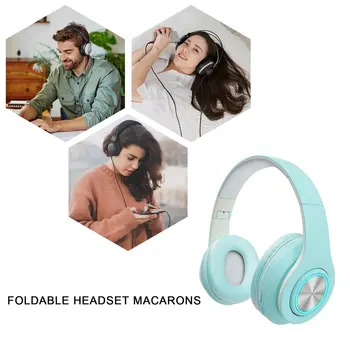 Foldbar Hoved-monteret Sports Trådløse 5.0 Headset Macaron Farve Ægte Stereo Lyd Kvalitet Hovedtelefoner Headset Mikrofon