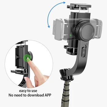 Foldbar Stabilizer (billedstabilisering) med Bluetooth Trådløs Fjernbetjening,360 graders Rotation, Bærbare Udtrækkelig Selfie Stick Stativ