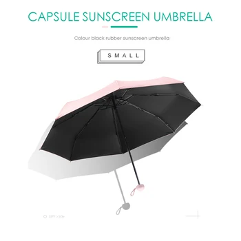 Folde Mini UV-Paraply For Kvinder Parasol Vindtæt Bærbare Lomme Rejser Vind Regn Paraply Med Opbevaring af Poser,