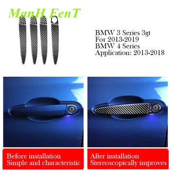 For BMW F30 F34 320i 3GT 3 Serise 4-Serien dørhåndtag Panel, Carbon Fiber Dekoration 3D Klistermærke Panel Bil Udvendig 2013-2018