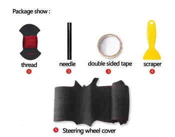 For Ford Focus Idræt skræddersyet DIY Anti Slip Rød læder/hul læder Hånd Syning rattet dække Anti-slip hele sæsonen