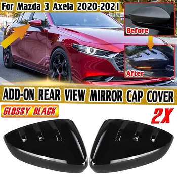 For Mazda 3 Axela 2020-2021 Bil Side Bakspejl Dække Blank Sort Spejl Cover