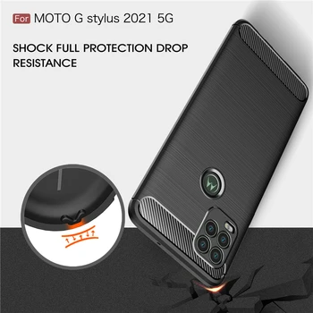 For Motorola Moto G Stylus 2021 Tilfælde Dække Stødsikkert Kofanger Soft TPU Silicone Carbon Fiber Rustning Telefonen Tilfælde Moto G Stylus 2021