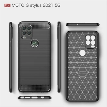 For Motorola Moto G Stylus 2021 Tilfælde Dække Stødsikkert Kofanger Soft TPU Silicone Carbon Fiber Rustning Telefonen Tilfælde Moto G Stylus 2021