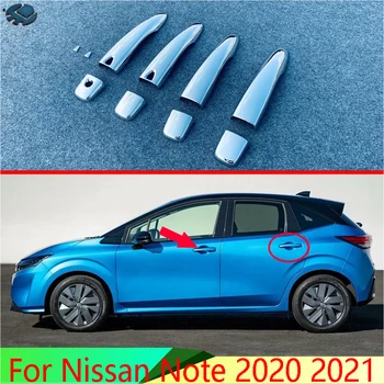 For Nissan Note 2020 2021 Bil Tilbehør ABS Krom dørhåndtag Dække Med Smart Key Hul Fange Hætte Trim Støbning