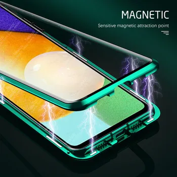 For Samsung Galaxy A32 4G Tilfælde 360° Magnetisk Metal Flip Cover Sumsung 32 4G SM-A326B 6.4