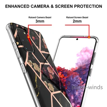 For Samsung Galaxy S20 Plus marmor syning og blomster telefonen tilfælde bagcoveret coque fundas beklædning til Samsung S20Plus