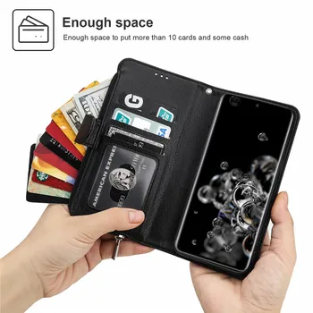 For Samsung Galaxy S20 Ultra Note 10 Plus 8 9 S10 S9 S8 Holdbare Magnetiske Tegnebog-Lynlås PU Læder Flip Case Stå Dække