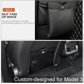 For Tesla Model 3 Y X S Tilbehør Egnet Bil Papirkurven Kan Foldes Læder Bil Hængende Pose Affald Opbevaringspose