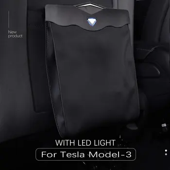 For Tesla Model 3 Y X S Tilbehør Egnet Bil Papirkurven Kan Foldes Læder Bil Hængende Pose Affald Opbevaringspose