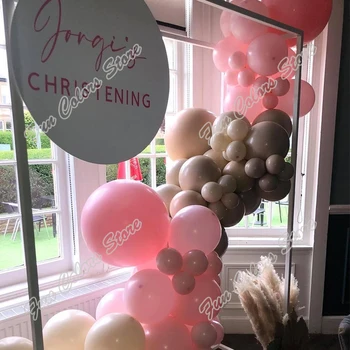Fordoblet Abrikos Bryllup Fødselsdag Baggrund Baby Brusebad Macaron Pink Ferie Middagsbordet Creme Fersken Ballon Guirlande-Kits