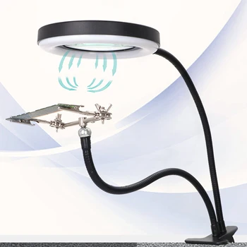 Forstørrelsesglas Lys 10X Clip-On Lup Med Klip lup Lampe Til Lodning Reparation DIY Håndværk Live Streaming