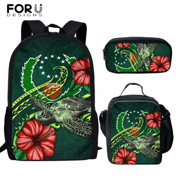 FORUDESIGNS Nye Mode Pohnpei Polynesiske Hibiscus Skildpadde Mønster, Stor Kapacitet skoletasker til Teenage-Piger, Børn, Studerende Taske