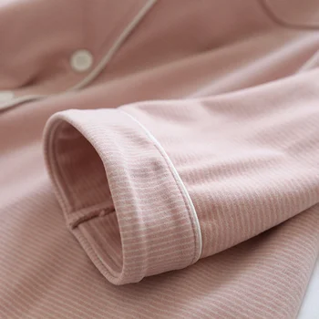 Forår og Efterår Nye Par Pyjamas Kvinder Efteråret og Vinteren Stribet langærmet Home Service Mænds Plus Size To-piece Suit