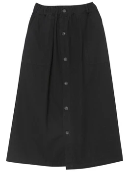 Foråret 2021 løs nederdel Yoji Yamamoto Mørk Japansk lang nederdel single-breasted sort a-line nederdel