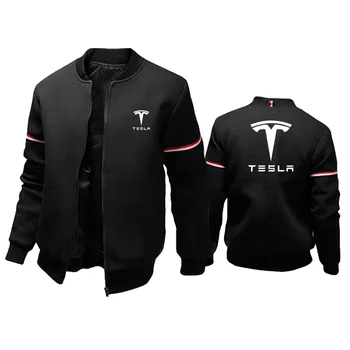 Foråret Efteråret Casual Mænds Zip Jakke Tesla bil Logo Print Mænds sweatshirt Splejsning Mode Bomuld af Høj Kvalitet Mænds jakke