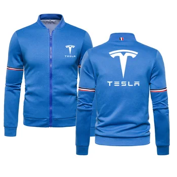 Foråret Efteråret Casual Mænds Zip Jakke Tesla bil Logo Print Mænds sweatshirt Splejsning Mode Bomuld af Høj Kvalitet Mænds jakke