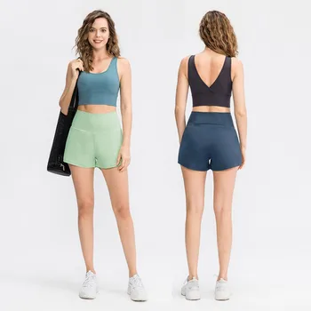 Foråret Og Sommeren Pocket Yoga Sport Shorts Kvinder Nylon Is Quick-tørring Trænings-og Kører Løs Tennis Shorts