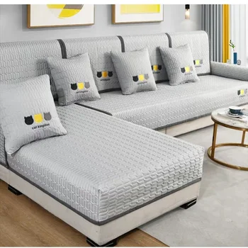 Four seasons universal broderet sofa pude i Europæiske stil er enkel og moderne, non-slip stof sofa dække fuld dækning håndklæde fuld