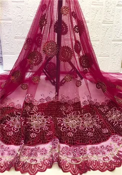 Fransk velvet Lace Stof 2019 pink Høj Kvalitet Afrikanske Voile Flannel Blonder Fraric Med Pailletter til Nigeriansk Bryllup sky blue