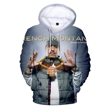 French Montana Hoodie Hip Hop Casual Sweatshirt Mode 3D-Print Hættetrøjer Mænd / Kvinder Pullover med Lange Ærmer French Montana Hættetrøjer