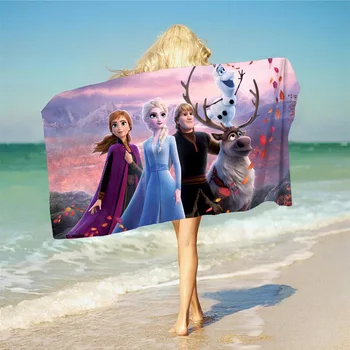 Frosne Håndklæder Aisha og Anna badehåndklæde Polyester Fiber Rengøring Disney Strand Håndklæde, Håndklæder, Badeværelse for Piger Gaver