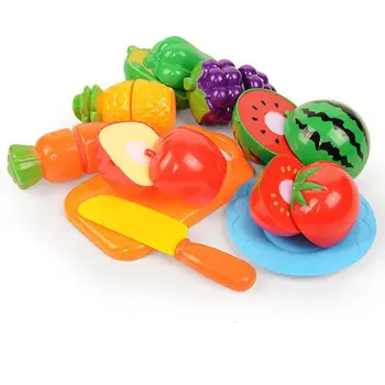 Frugter og grøntsager, skåret og skåret, børns uddannelsesmæssige, den tidlige barndom, leg, køkken legetøj, en bred vifte af valgfrie