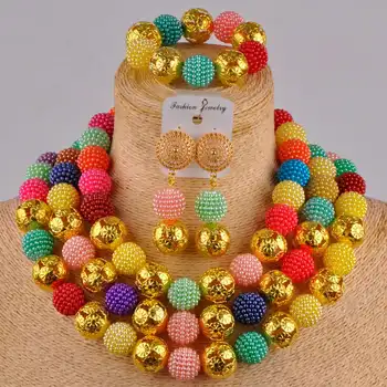 Fuchsia pink simuleret pearl kostume afrikanske perler smykke sæt nigerianske halskæde til kvinder FZZ23